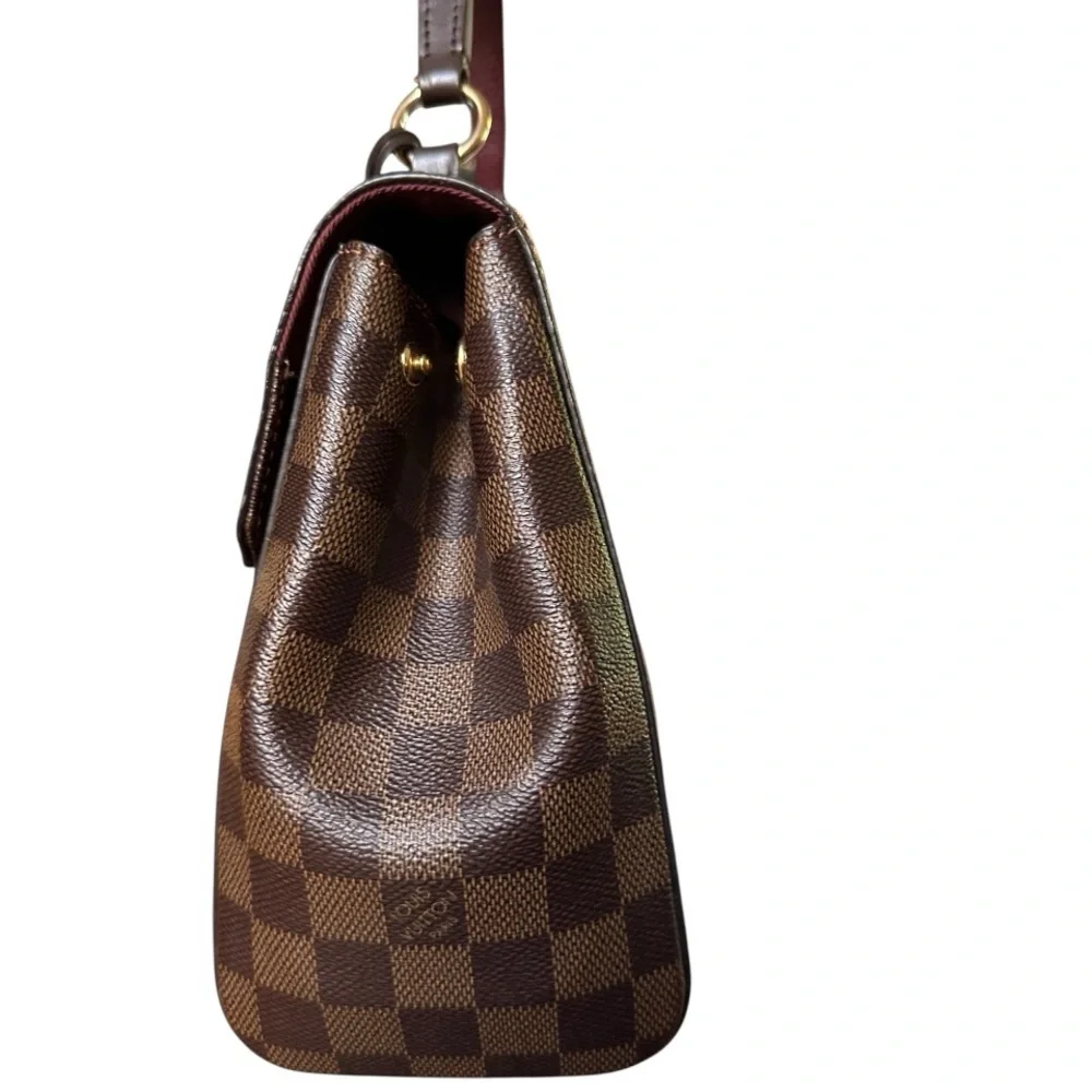 Damier Ebene Bond Street Burgundy Stripe Satchel Handbag Crossbody Strap
